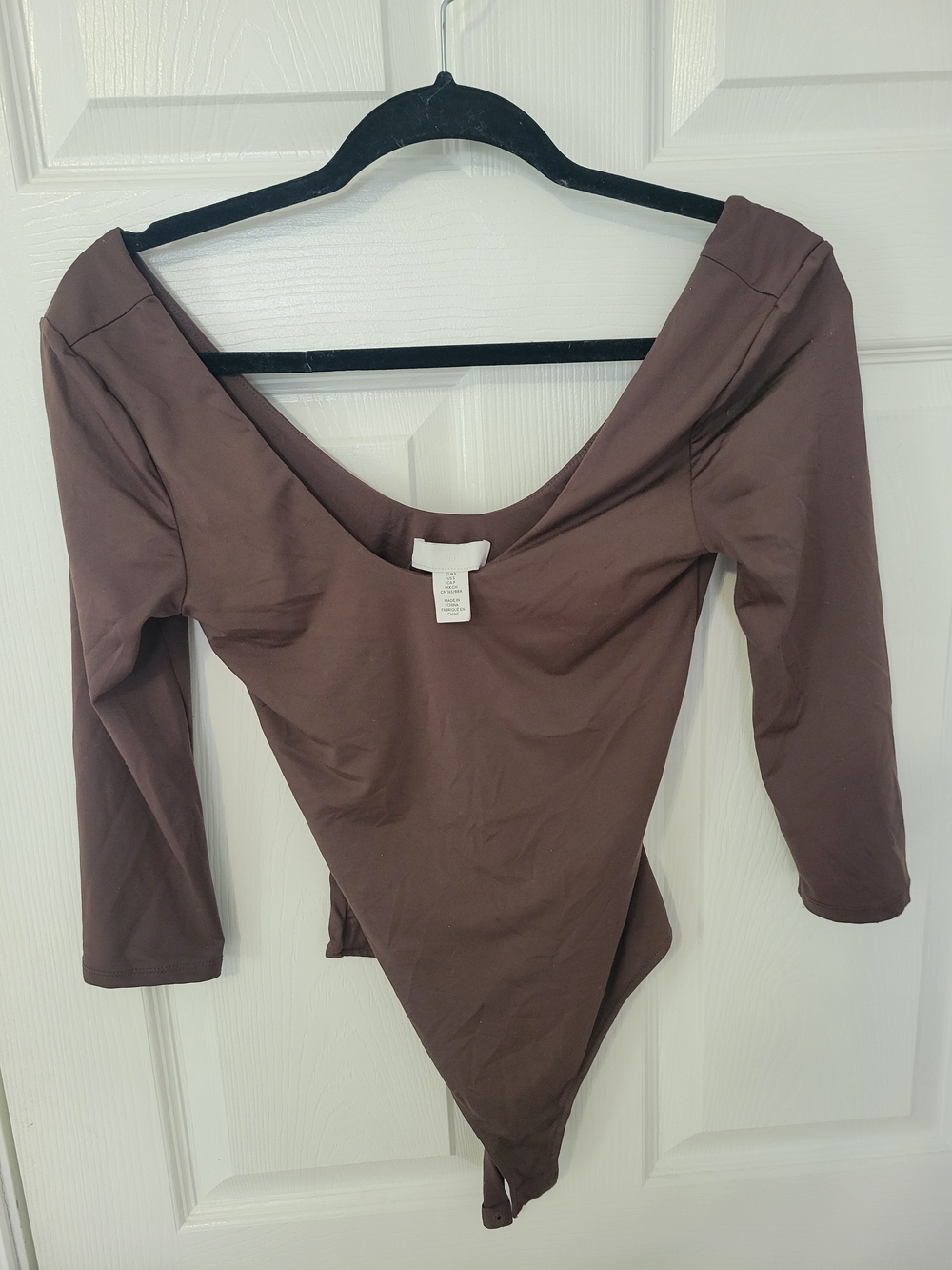 H&M Brown Scoop Neck Long Sleeve Bodysuit